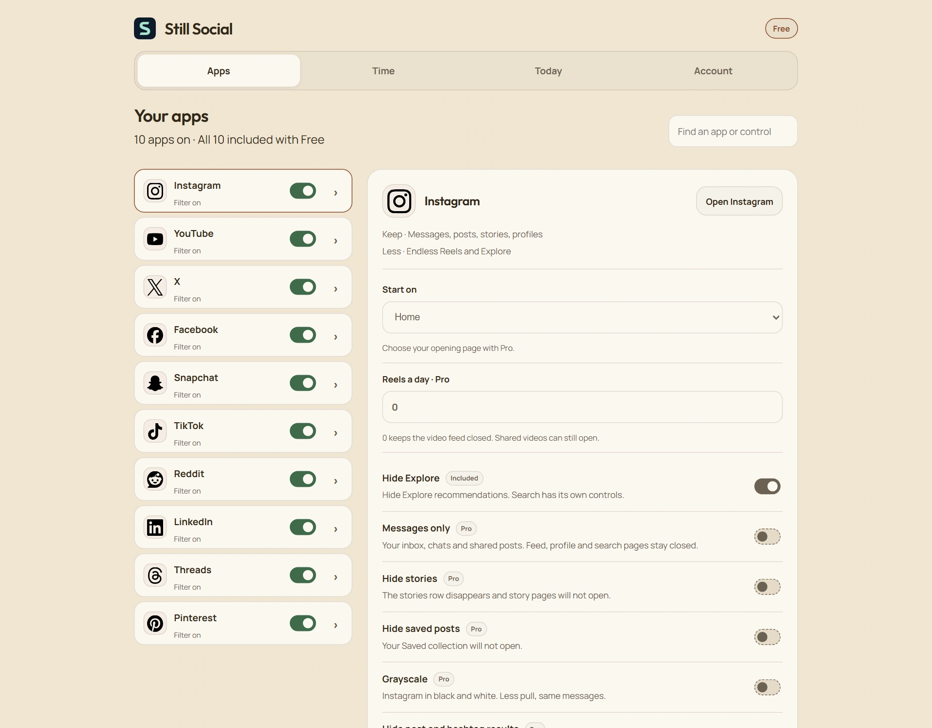 Still Social browser companion dashboard