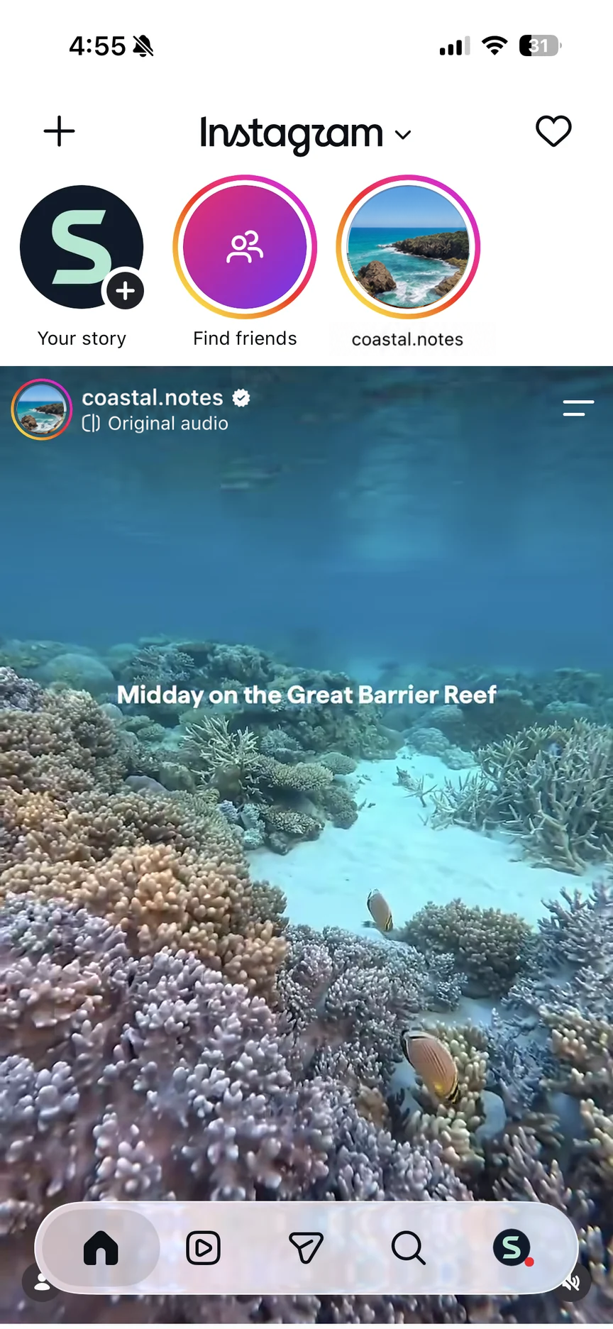 instagram before filtering, with its video or discovery navigation